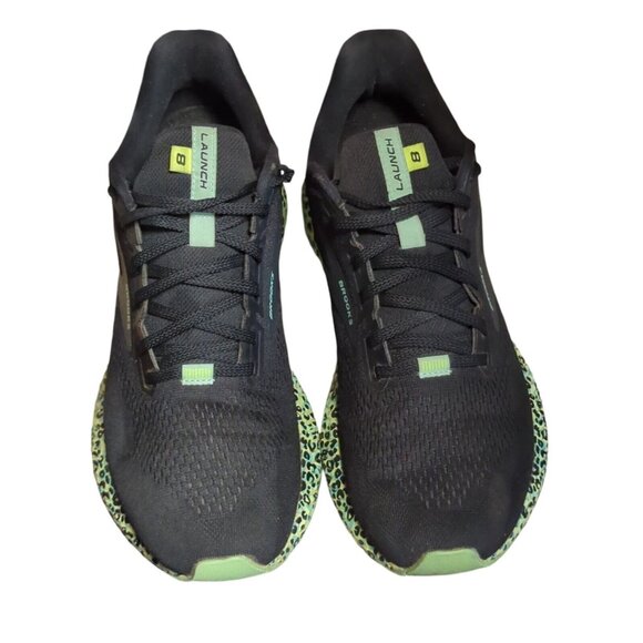 Brooks Womens Sz 11 Sneakers  Launch 8 Black Teal Electric Cheetah Running Shoes - Picture 9 of 9